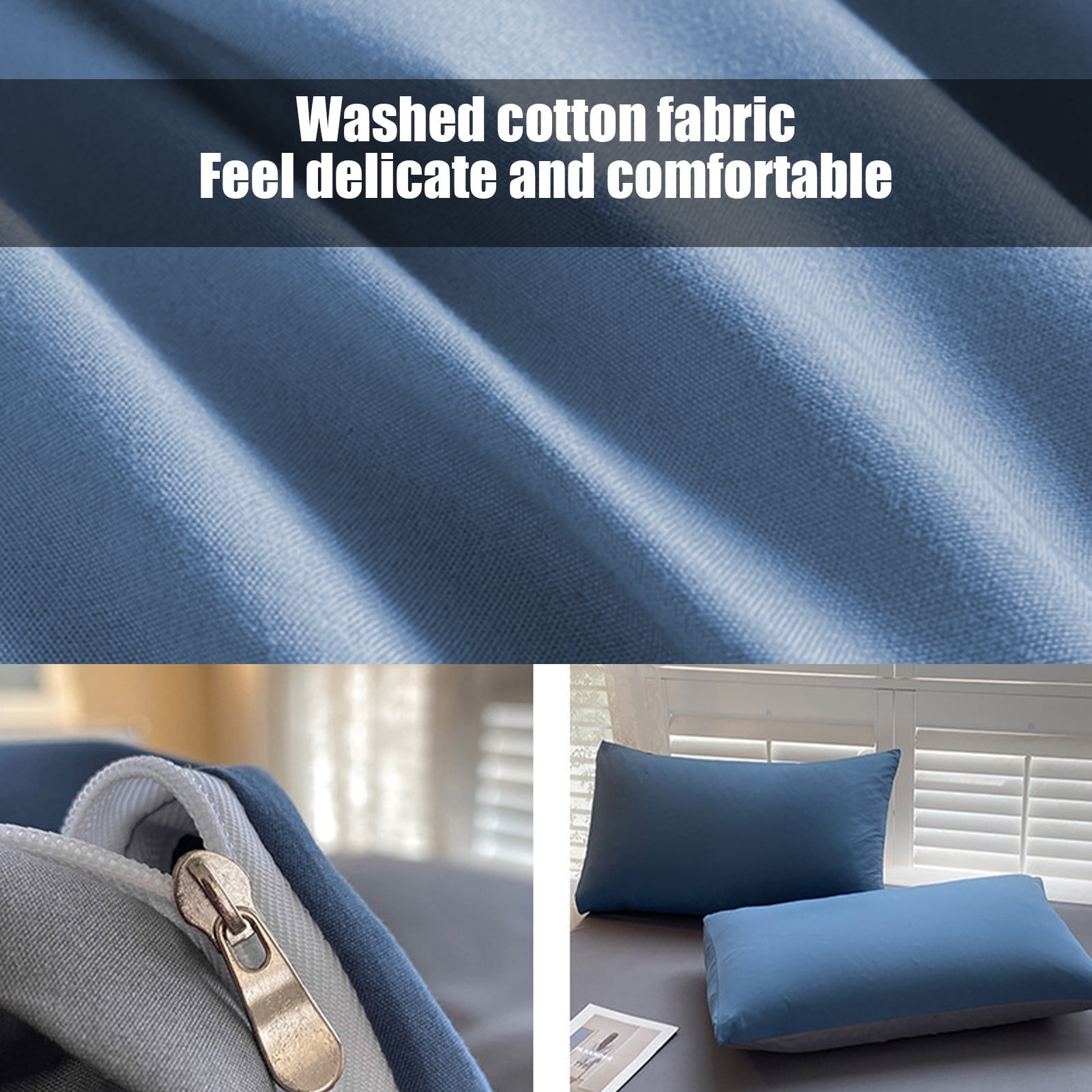 4 Piece Bed Sheets Queen/King Size Bedding Set with Duvet Cover Fitted Sheet 2 Pillowcases Soft Washed Polyester Wrinkle Free Easy Care by PALIFEUR