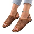 thumbnail image 2 of Domuza Women’s Comfortable Mesh Open Toe Sandals, Adjustable Buckle Ankle Strap Flat Shoes with Soft Insole for Summer and Outdoor Use Brown 10（EU-43）, 2 of 9