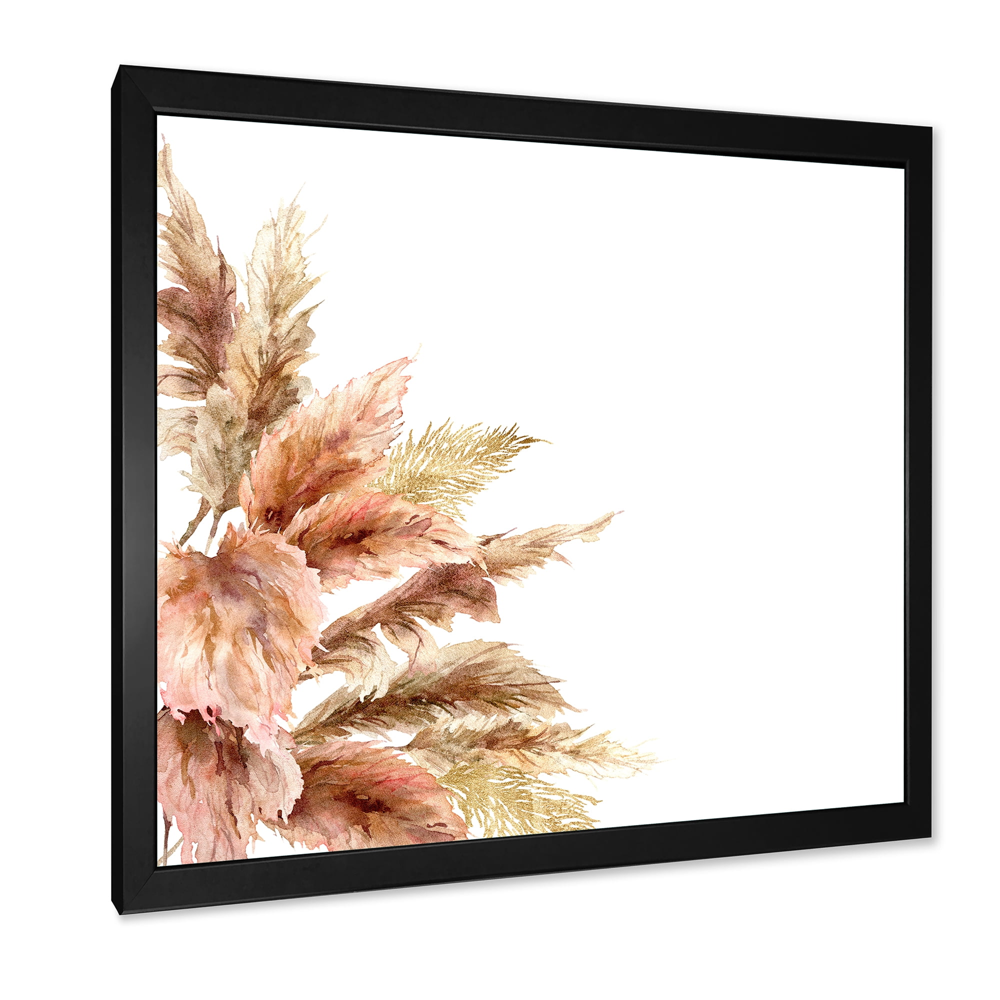 Designart 'Exotic Dry Pampas Grass On White Background' Traditional Framed Art Print