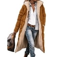 thumbnail image 1 of Innerwin Overcoats Long Sleeve Ladies Fleece Jacket Winter Hooded Loose Sherpa Coat Dark Brown M, 1 of 3