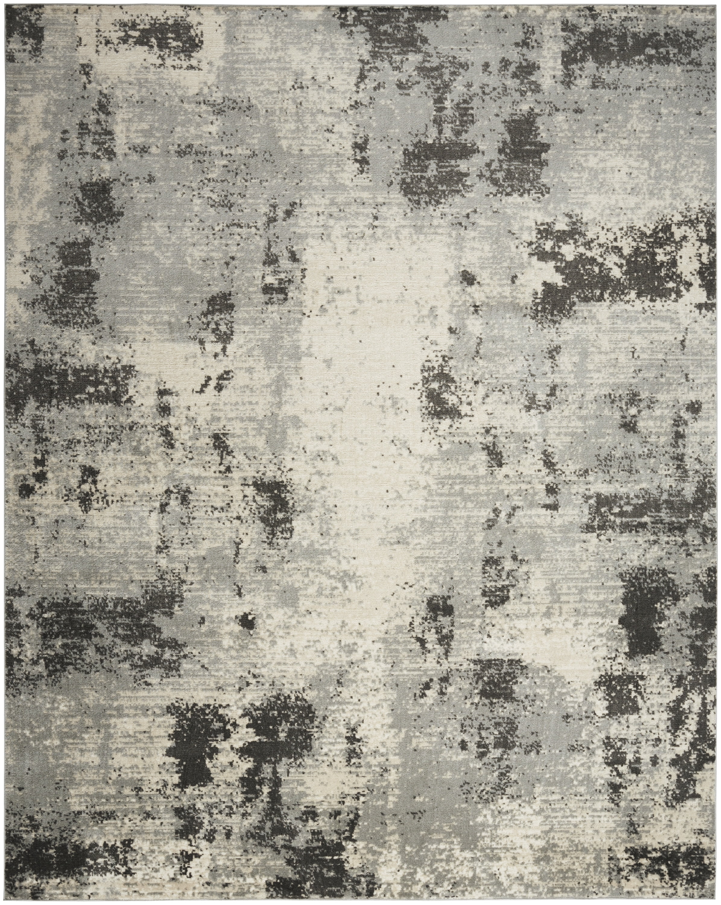 Nourison Serenity Home Abstract Ivory Grey 7'10" x 9'10" Area Rug (8x10)