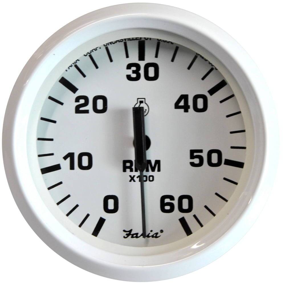 Faria Beede Instruments 759266331426 4 In. Dress White Tachometer 4000 Rpm,  Diesel
