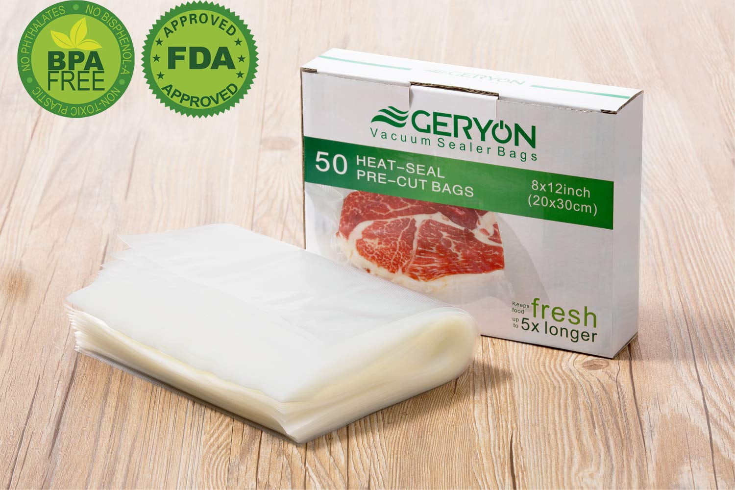  GERYON Vacuum Sealer Bags Rolls, 8x50ft & 11x50ft for Food  Storage, Double Sided Texture, BPA Free, Heavy Duty, Great for Vacuum Seal  storage, Meal Prep or Sous Vide: Home & Kitchen