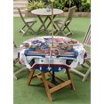 thumbnail image 4 of Outdoor Tablecloth with Umbrella Hole for Patio/Picnic/Party/Camping, Independence Day Truck Waterproof Table Cloth Round Cover Washable, Vintage Star Firework 4th of July (Dia 54"), 4 of 9