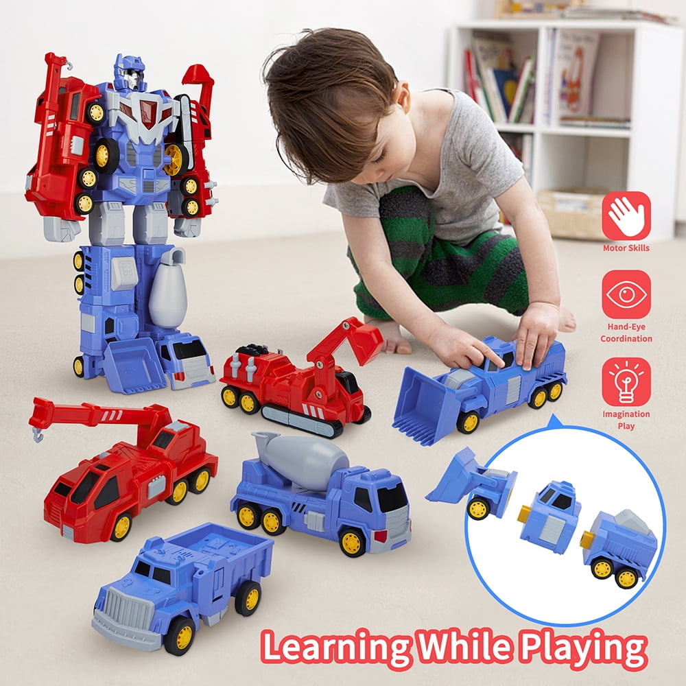 Construction Vehicles Transform Robot Kids Toys, STEM Building