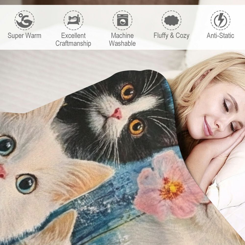 Patifu Cat Blanket,Cat Lover Gifts for Women,Kitty Blanket Gifts for Cat Lovers,Kitten Blanket Throw for Bedroom Sofa Couch Cat Gifts for Girls  s Cat Lover Gift Blanket 50x60in