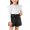 White, variant on Birthday Party Girl's Beaded Sleeve Top and Leather-Trimmed Shorts Set for Girls, Round Neck, Short Sleeve, Polyester-Spandex Mixed, Elastic Waist
