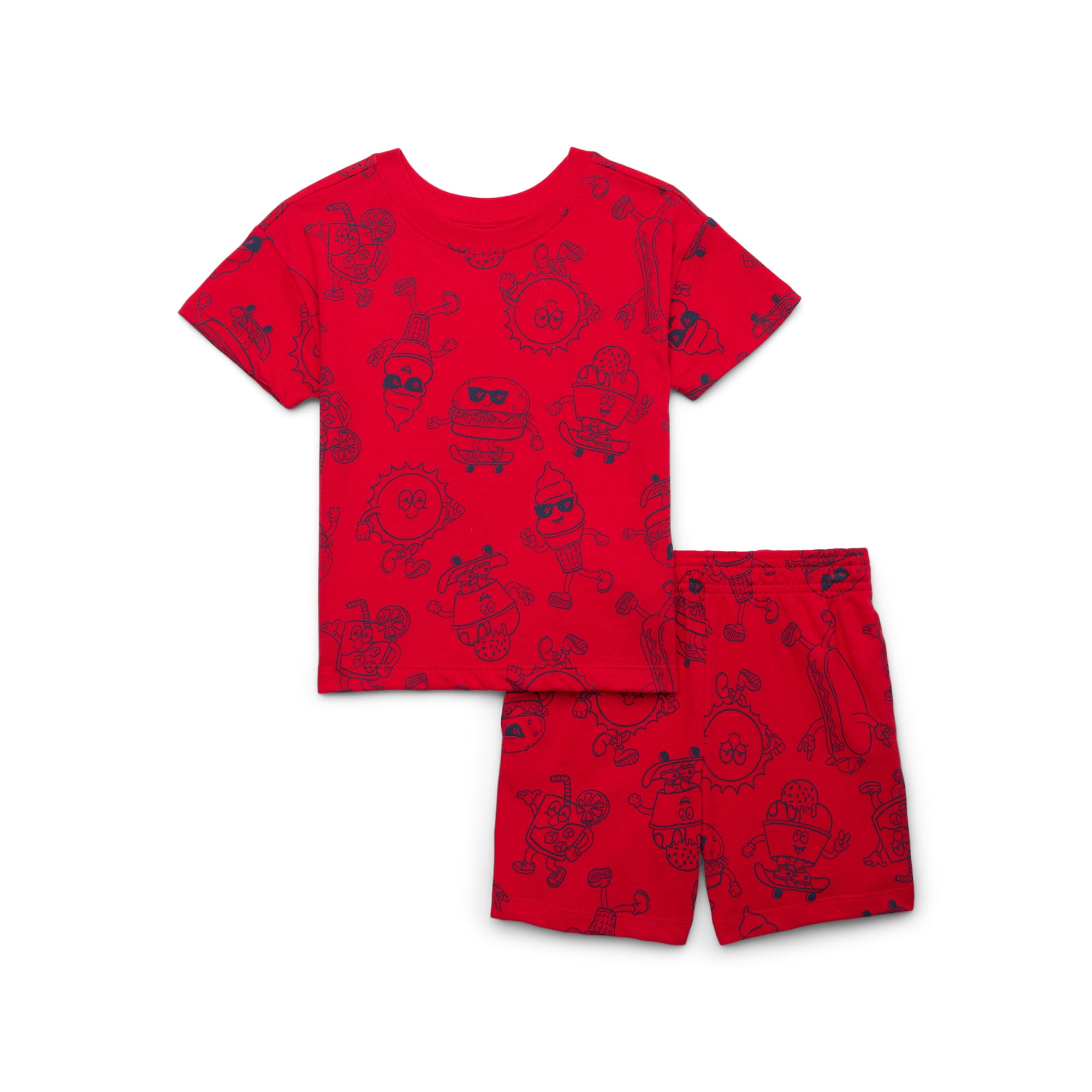 Wonder Nation Toddler Boy Printed Jersey T-Shirt & Shorts Set, Sizes 12M-5T