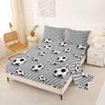 thumbnail image 2 of Castle Fairy Classic Soccer Queen Sheets 4 Pieces, Geometric Stripes Queen Sheet Sets, Black White Gray,1 Fitted Sheet, 1 Flat Sheet and 2 Pillowcases, 2 of 6