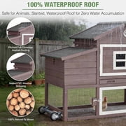 Aivituvin Mobile Chicken Coop with Run Large Hen House with Wheels Chicken House Poultry Cage with Nesting Box, Pull-Out Tray for 3-5 Chickens Brown