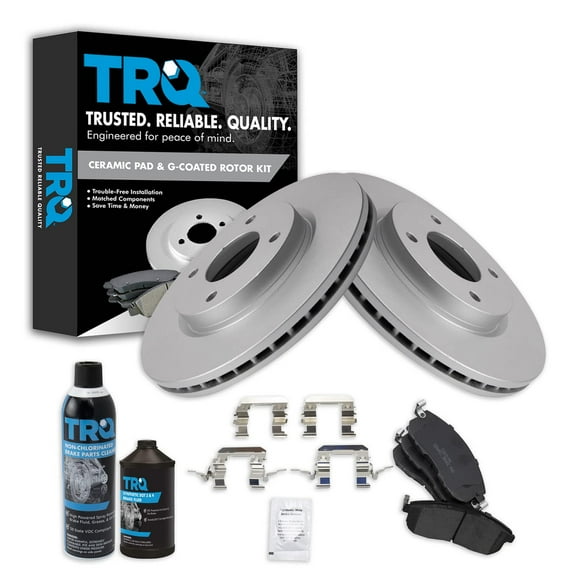 TRQ Front Premium Ceramic Brake Pad & Coated Rotor Kit w/Chemicals for Nissan BKA24109 Fits select: 2007-2012 NISSAN SENTRA, 2007-2012 NISSAN VERSA