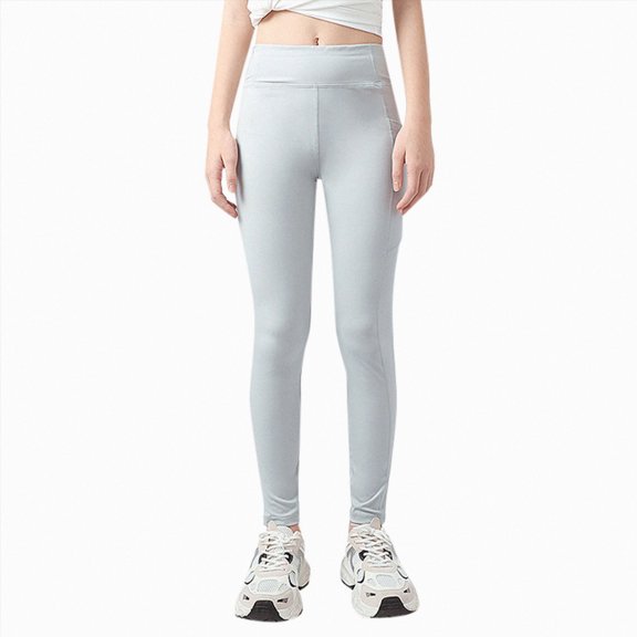 NIEWTR Girls Athletic Leggings Kids Dance Running Yoga Pants Workout Active Dance Tights Girl's Leggings High Waisted Yoga Pants Kids Dance Bottoms Leggings(B-Grey,9-10 Years)