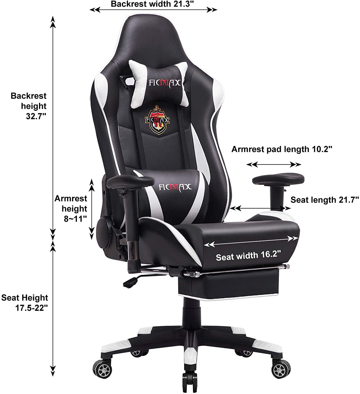 Details about   Gaming Chair Racing Recliner Office Computer Chair with Massage Lumbar Support 