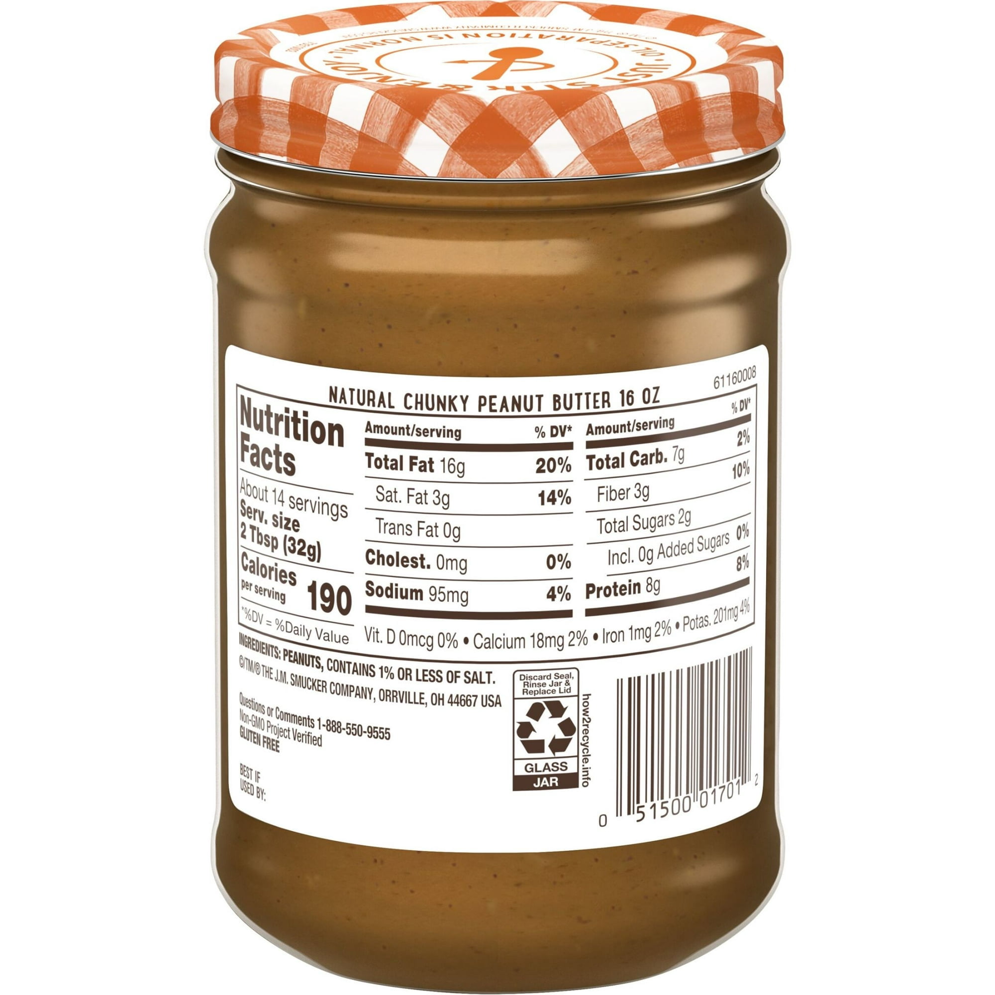 Smucker’s Natural Chunky Peanut Butter, 16 oz Jar