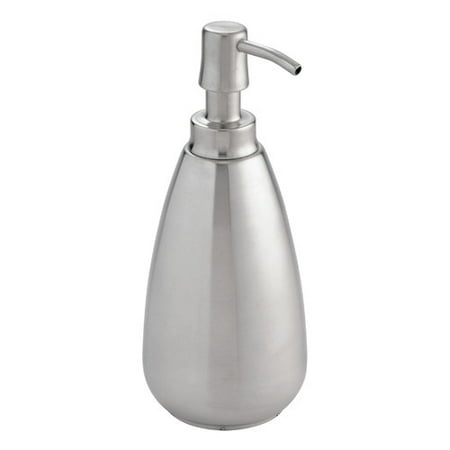 Bathroom Cup Dispensers - InterDesign Nogu Stainless Steel Soap & Lotion Dispenser Pump, for Kitchen or Bathroom Countertops, Brushed