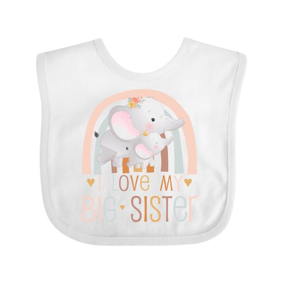 Inktastic Little Sister I Love My Big Sister Boys or Girls Baby Bib