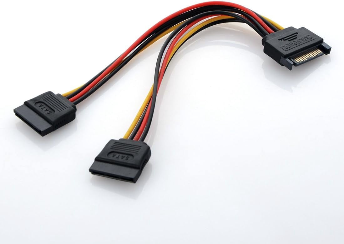 HRTGFD-2Pcs 15 Pin SATA to Dual SATA Power Y Splitter Cable for Hard Drive HDD SSD 8 Inch
