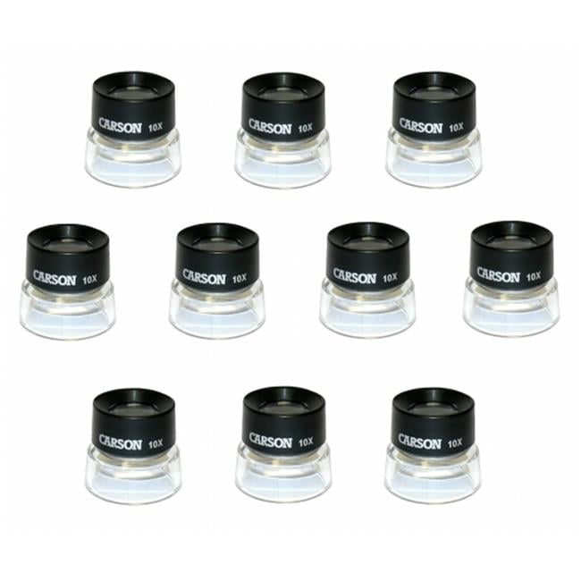 Carson LumiLoupe™ 10x Power Magnifying Glass, 1″ Stand Magnifier - 10 Pack (LL-10MU)