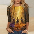 thumbnail image 2 of Edvintorg Women's 3/4 Sleeve Tops Halloween Printed Crew Neck Casual Pullover Shirt Fall Lightweight Loose Blouse Plus Size Women Clothes S-5XL Multicolor, 2 of 5