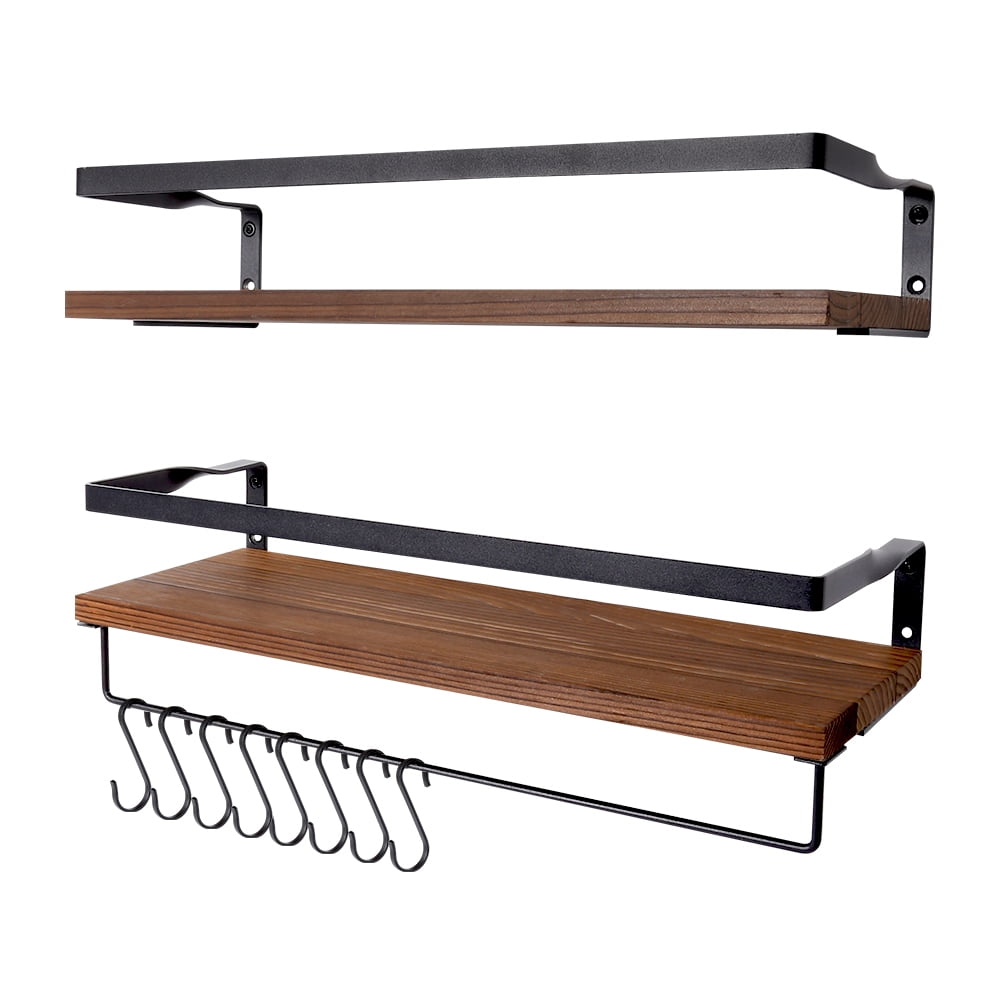 Uten Floating Shelves, Floating Shelf Decor Rustic Wall Shelving, Dark Brown, Set of 2