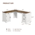 thumbnail image 4 of 67'' Farmhouse L Shape Desk with File Drawers and Charging Station for Home Office, White, 4 of 9