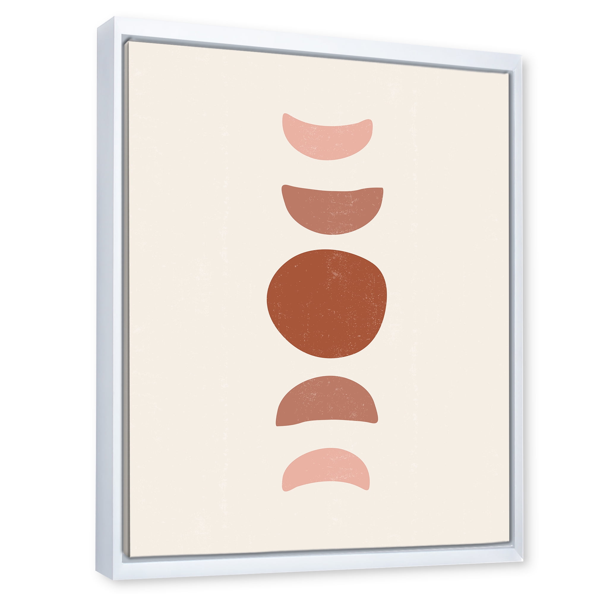 Designart 'Minimal Moon Phases On White' Modern Framed Canvas Wall Art Print