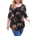 thumbnail image 3 of VERABENDI Women's Plus Size Long Sleeve Casual Tunic Tops Floral Blouses Henley T Shirts for Women, 3 of 6