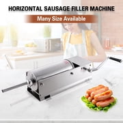 Hakka 7 Lb/3 L Horizontal Sausage Stuffer, Stainless Steel 2-Speed Manual Meat Filler with 4 Stuffing Nozzle