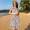 thumbnail image 4 of Disketp Trendy Floral Design para Vestido de Manga Corta para Mujeres, Vestidos de Verano para Mujeres, Casual y Holgado para la Playa, 4 of 6