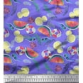 thumbnail image 1 of Soimoi Silk Fabric Fruits,Swim Ring & Goggles Summer Designs Print Fabric by The Yard 42 Inch Wide, 1 of 1