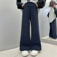 thumbnail image 2 of FYDUU Girls Casual Pants Autumn Fashion Trousers Elastic High Waisted Sweatpants School Uniform Slacks Loose Fit Comfortable Kids Bell Bottoms, Navy, 5-6 Years, 2 of 8
