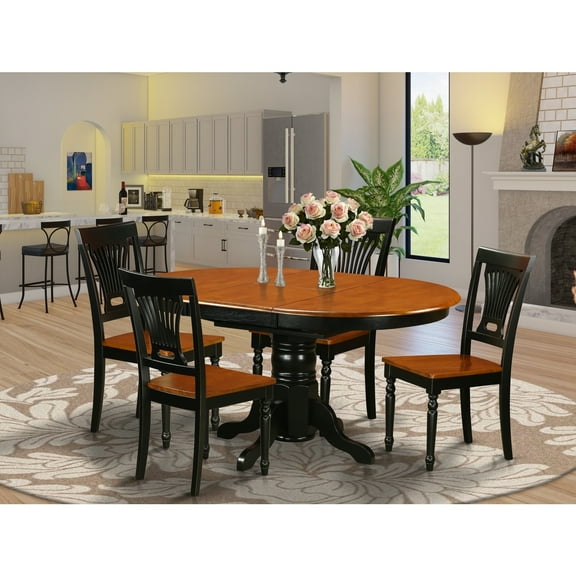 Kitchen Dining Set for 4 - 5 Piece Table & Chair Set - Oval Wood Dining Room Table with Butterfly Leaf