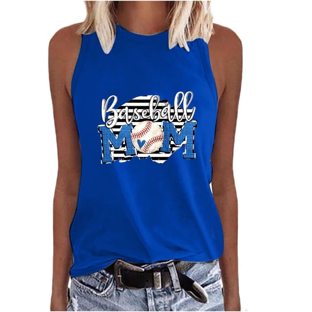 EQWLJWE Hauts d'Été pour Femmes Hauts pour Femmes en Liquidation Mode Femmes Imprimé Col Rond Sans Manches Chemises Tuniques Tee Tops