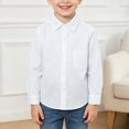 thumbnail image 2 of Futezty Boys Button Down Shirt Toddler Long Sleeve Lapel Collar Dress Shirt Formal School Uniform Blouses with Pocket 2T-14T, 2 of 5
