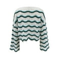 thumbnail image 6 of Coduop Women Long Sleeve Sweaters Crew Neck Hollowed Wave Pattern Knitted Pullover Jumper Tops, 6 of 7