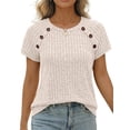 thumbnail image 3 of Women'S Short Sleeve Shirts Business Casual Blouses Dressy Work Tunic Top Sweaters Fashion Clothes Color S, 3 of 7