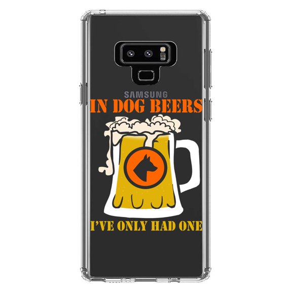 DistinctInk Clear Shockproof Hybrid Case for Samsung Galaxy Note 9 - TPU Bumper Acrylic Back Tempered Glass Screen Protector - In Dog Beers, I've Only Had One