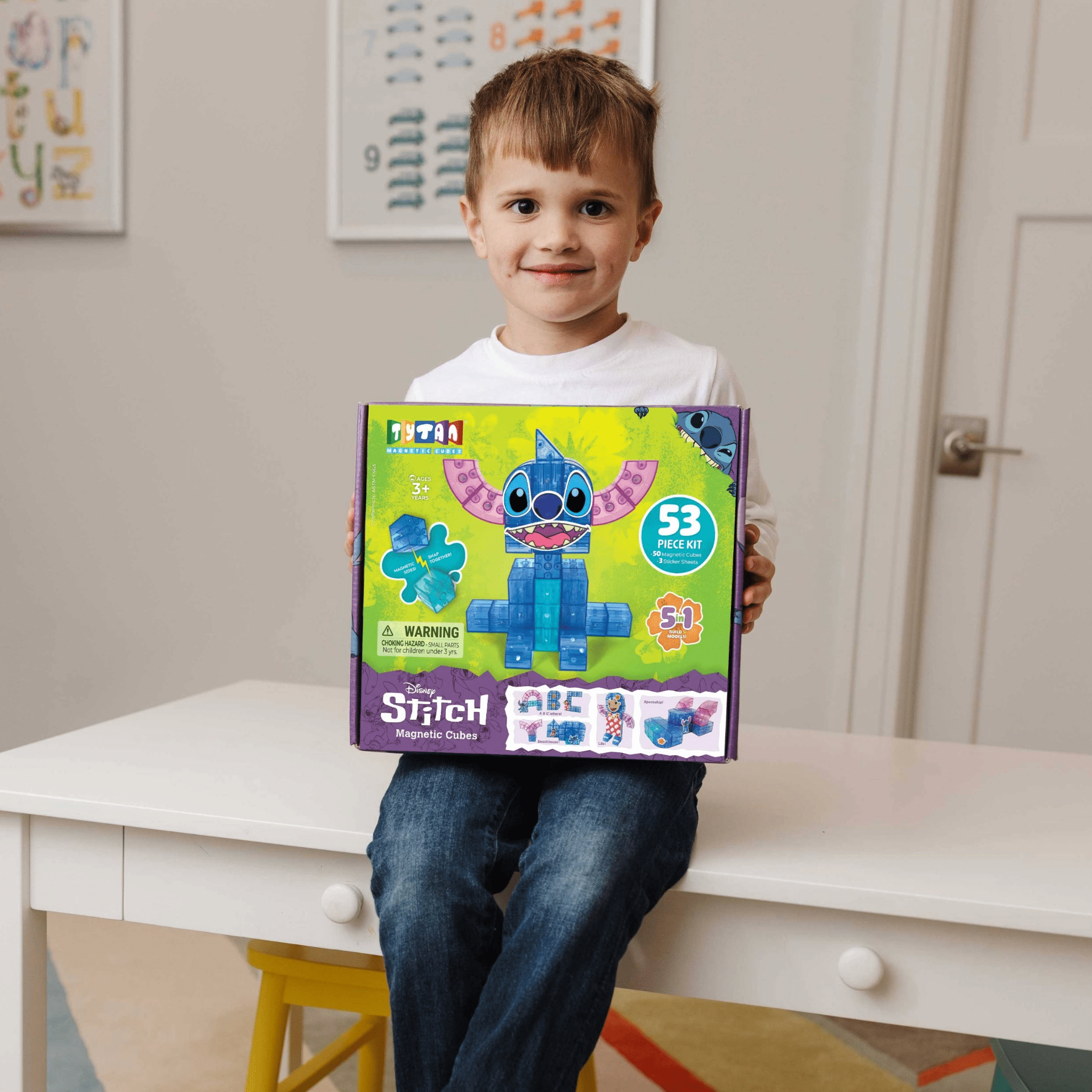 Tytan, Disney Stitch Magnetic Cube Set, 53 Pieces, Multicolor