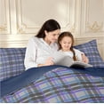 thumbnail image 4 of Manfei Vintage Grid Full Size Comforter Sets,Modern Check Bedding Comforter Set,Blue Purple,Navy Blue Reversible,3-Piece,1 Comforter and 2 Pillowcases,3-Piece,1 Comforter and 2 Pillowcases, 4 of 7