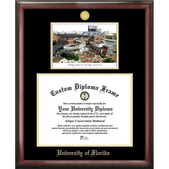 Campus Images  University of Florida Gold embossed diploma frame with Campus Images lithograph