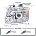 thumbnail image 4 of Spec-D Tuning Chrome Housing Clear Lens Projector Headlights Compatible with 2007-2014 Chevy Avalanche, Tahoe, Suburban 1500 2500, Left + Right Pair Headlamps Assembly, 4 of 6