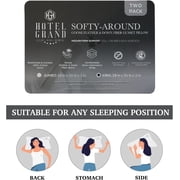Hotel Grand Luxury Goose Feather & Down Fiber Pillows Queen Size Set of 2, Firm Support Gusseted Design, 100% Cotton Cover, No-Flat Fluffy Comfort for Side and Back Sleepers