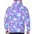 thumbnail image 7 of Kdxio Blue Skull Daisy Print Mens Casual Hooded Collar Drawstring Hoodies Pullover Sweatshirts Casual Long Sleeve Shirts-4X-Large, 7 of 7