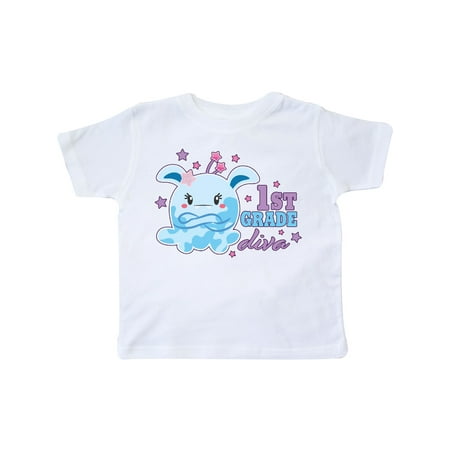 

Inktastic 1st Grade Diva with Cute Blue Monster Gift Toddler Toddler Girl T-Shirt