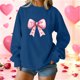 thumbnail image 1 of TaTaai Women's Valentine Bow Heart Print Sweatshirt, Cute Loose Pullover Top, Romantic Christmas Date Night Blouse, Soft Long Sleeve Casual Wear Gift, 1 of 4