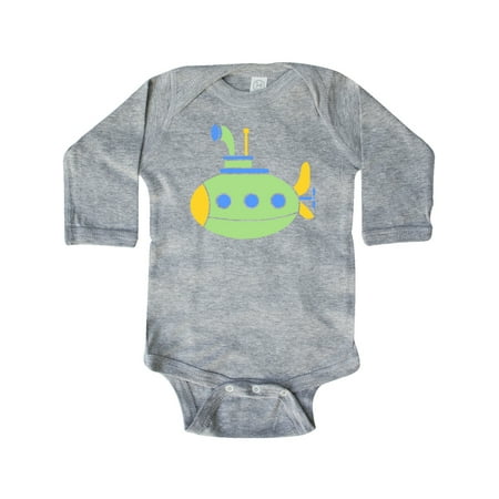 

Inktastic Cute Green Submarine Gift Baby Boy or Baby Girl Long Sleeve Bodysuit