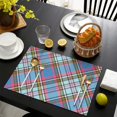 thumbnail image 6 of 4 Pieces Place Mat Linen Non Slip Table Placemats Grid Lattice Stripe Placemats for Outdoor Tables Desk Kitchen, 6 of 6