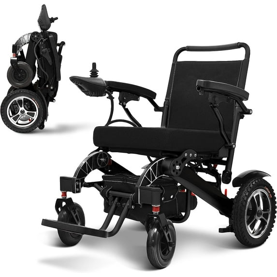 Ephesus E5: Folding Electric Wheelchair, Comfortable 22" Wide Seat, 400 lbs Capacity (Black 22")