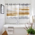 thumbnail image 3 of Brown Gray White Kitchen Curtains Short 54 Inch Length, Vintage Rustic Abstract Mottled Art Grommet Top Bedroom Living Room Curtains, Light Filtering Cafe Curtain Drapes 2 Panels Set 84''x54'', 3 of 9