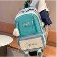 thumbnail image 4 of Mochila escolar independiente, estilo japonés, bolsa de viaje IS, mochila de bloques de color con colgante kawaii (verde + colgante), 4 of 5
